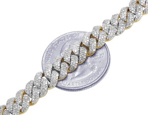 Bracelet chaîne cubaine hip-hop en argent sterling plaqué rhodium de haute qualité, personnalisé, 7 pouces, avec moissanite blanche ronde pour hommes - Product Image 3