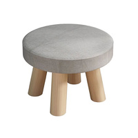 Tabouret bas multifonctionnel en bois massif et tissu rembourré, idéal comme banc à chaussures, table basse ou chaise d'appoint pour entrée et salon
