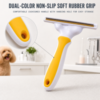 Peigne anti-poils pour chats et chiens avec lame en acier inoxydable et manche en ABS, système de pression à un clic pour l'élimination des poils et la désincrustation