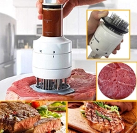 Injecteur de viande de marinade en acier inoxydable, injecteur d'attendrisseur de marinade seringue à saveur d'aiguille cuisson viande volaille dinde poulet