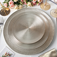 Assiettes de luxe de qualité supérieure en gros, motif spirale, électroplaquées, ensemble d'assiettes de présentation en verre pour mariage et banquet