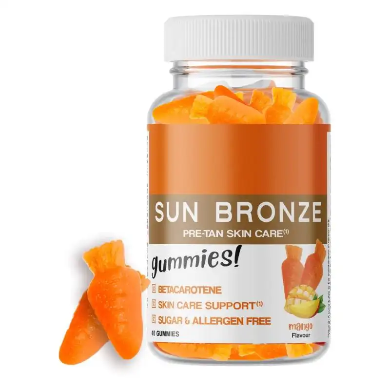 OEM Sun Bronze Gummies tan gummies 100 Vegan abbronzante Enhancement protezione della pelle beta-Carotene Mango Flavours