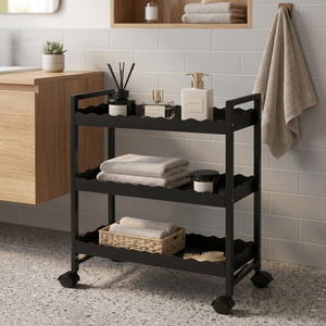 3 Tier <b>Storage</b> Cart Rolling <b>Bathroom</b> Organizer <b>Bathroom</b> <b>Storage</b> Cart Metal <b>Storage</b> Trolley Rolling Utility Cart - Product Image 4
