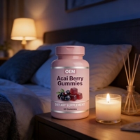 Gummies d'açaï sans sucre OEM, délicieux, à mâcher, saveur naturelle, végétaliennes disponibles
