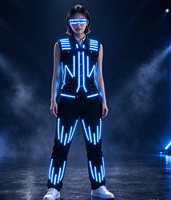 Ensemble veste et pantalon lumineux à LED programmables RGB, lunettes lumineuses, vêtements de scène unisexes, tenue de danse, DJ, festival, fête