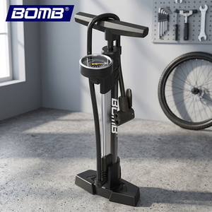 BOMB ปั๊มลมจักรยานเหล็กแรงดันสูงพร้อมเกจวัดดิจิตอล 130-160PSI อะแดปเตอร์วาล์ว ใช้งานแบบแมนนวล FAST - Product Image 2