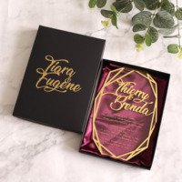 Invitations de mariage en acrylique transparent de luxe avec initiales en or personnalisées DIY avec boîte en papier faite à la main