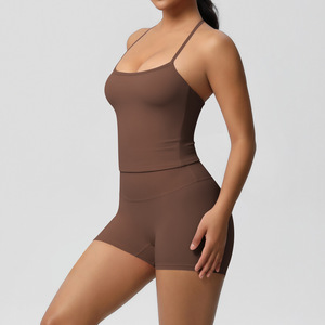 Hermoso chaleco largo en la espalda para mujer, mono deportivo transfronterizo para Fitness, Yoga, correr, deportes sólidos lijados de doble cara - Product Image 6