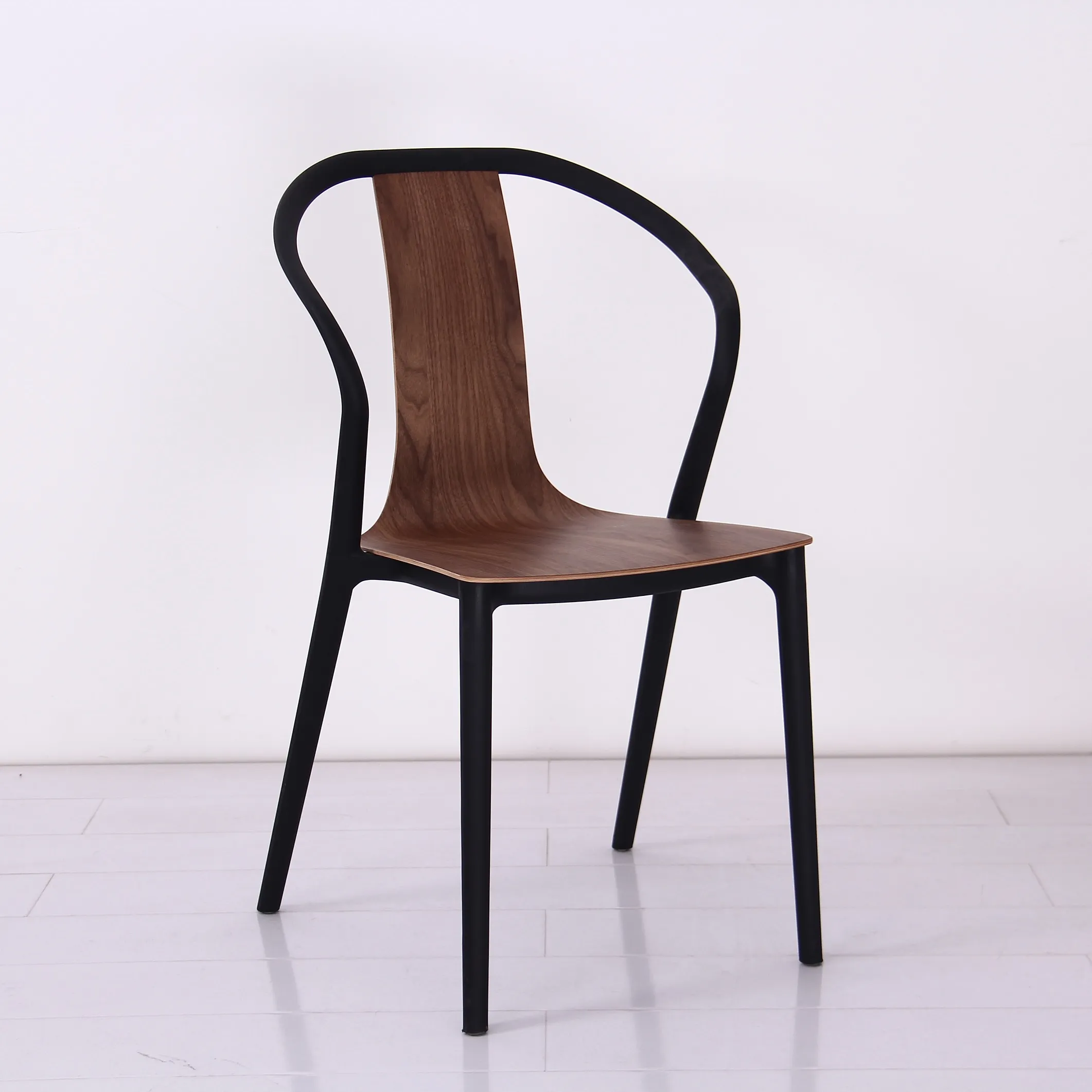 Оптовая продажа, мебель для домашней столовой, современный деревянный обеденный стул без рук с пластиковой рамкой