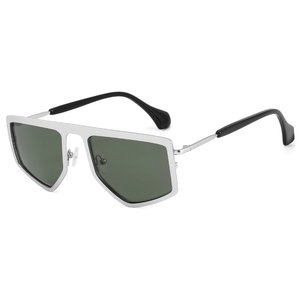 Gafas de Sol Rectangulares con Montura Metálica Completa, Lentes Verdes, 100% Protección UV, Unisex, Casuales, para Adultos - Product Image 1