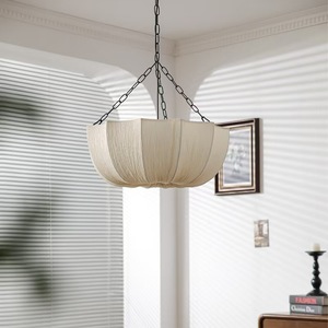 Luminaire suspendu Aldwin <span class=keywords><strong>en</strong></span> <span class=keywords><strong>tissu</strong></span> <span class=keywords><strong>pour</strong></span> plafond, style minimaliste moderne Wabi Sabi, <span class=keywords><strong>pour</strong></span> salon, <span class=keywords><strong>chambre</strong></span> à coucher, restaurant - Product Image 2