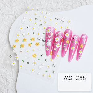 5D flor en relieve pegatinas coloridas para <span class=keywords><strong>uñas</strong></span> Simple DIY flores silvestres deslizadores <span class=keywords><strong>girasol</strong></span> Margarita primavera grabado arte manicura calcomanías - Product Image 3