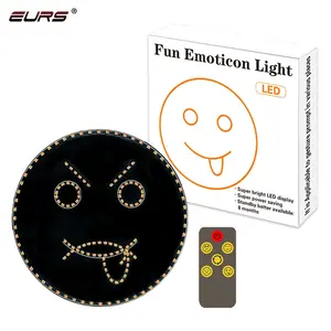 EURS nouvelle voiture LED lumière d'expression amusante visage souriant lumière lunette arrière 8 modes d'avertissement drôle feux décoratifs anti-arrière