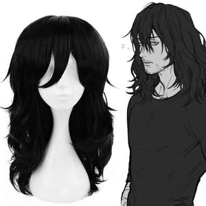 Columna de agua Tomioka Giyuu Anime peluca Cos hombres negro largo rizado peluca sintética conjunto exportación - Product Image 6