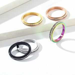 yunnique popular stacked rings, full diamond rotating rings for women, light luxury fashion stress relief pinky rin - Product Image 1