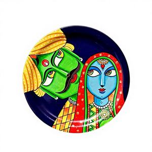 Plato Decorativo de Pared Ligero con Diseño Artístico Tradicional Indio Pintado a Mano y Ecológico / Arte para Regalos de Diwali, Jubilación y Hogar - Product Image 1