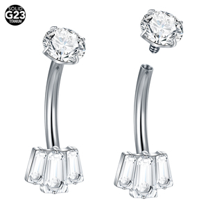 Lingchee 14G titanio a palette Baguette chiaro zircone anello ombelico interno infilato interno Piercing all'ombelico gioielli - Product Image 1