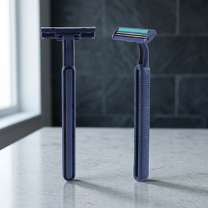 Professional Barber Grade Stainless Steel Shaving Razor Twin Blade Plastic/Wood <b>Handle</b> Rust Resistant <b>Long</b> Lasting Edge Durable - Product Image 2