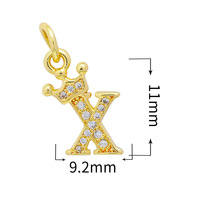 Colgante de Letra Inicial de la A a la Z, Chapado en Oro, con Corona de Latón y Circonita Cúbica, para la Creación de Joyería Infantil