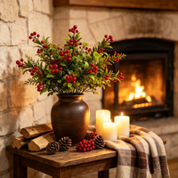 Décorations de Noël artificielles de 41,5 cm : Baies et verdure en vrac pour fêtes, mariages et événements saisonniers