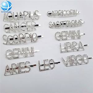Custom 12 Horoscope Metal Rhinestone <strong>Hair</strong> <strong>Pins</strong> Stick <strong>Bridal</strong> Letters Bobby <strong>Hair</strong> <strong>Pins</strong> Women <strong>Hair</strong> Accessory Ornament - Product Image 2