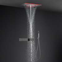 Ensemble de douche LED moderne de luxe 600x330mm avec colonne de pluie en acier inoxydable et mitigeur cascade pour usage hôtelier