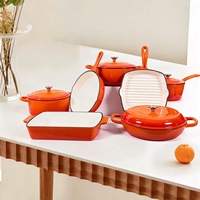 Marmite et faitout en fonte émaillée durable, ustensile de cuisson multifonctionnel pour la préparation des repas à la maison