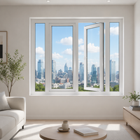 Ventanas de PVC Estilo Europeo al por Mayor, Ventanas Abatibles de PVC, Resistentes al Viento, Insonorizadas, con Vidrio Templado para el Hogar