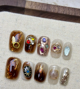 3D กดเล็บเจลสี่เหลี่ยมขนาดกลางสำหรับฤดูใบไม้ร่วง10ชิ้นอะคริลิคแบบใช้ซ้ำได้ทำด้วยมือแบบฝรั่งเศสกดบนเล็บ - Product Image 5