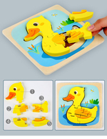Mainan bayi blok Puzzle permainan bayi hewan Puzzle Jigsaw yang cocok mainan anak edukasi kayu anak-anak kartun 3D Puzzle untuk anak-anak