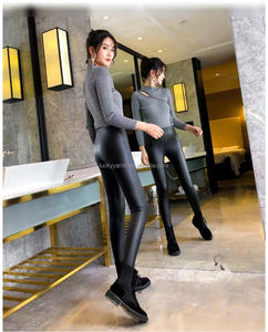 <span class=keywords><strong>Leggings</strong></span> in pelle sintetica spessa in <span class=keywords><strong>velluto</strong></span> a vita alta <span class=keywords><strong>Leggings</strong></span> in pelle Sexy da donna - Product Image 4