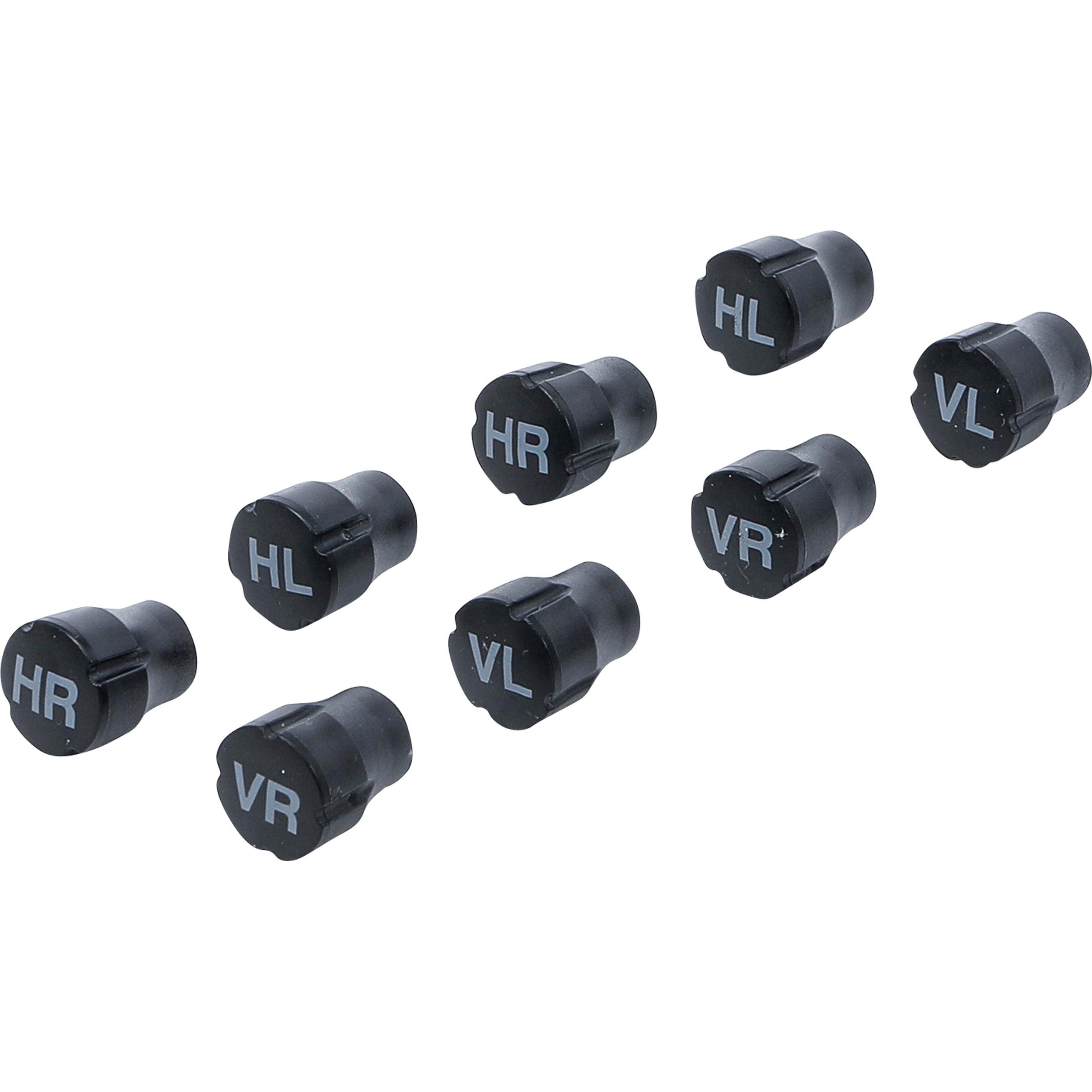 BGS Do It Yourself Plastic Valve Cap Set for Tire Marking 8 pcs.