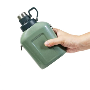 Bouteille d'eau de voyage en acier inoxydable avec corde, écologique, grande capacité, <span class=keywords><strong>thermos</strong></span> <span class=keywords><strong>plat</strong></span> classique portable 1L - Product Image 4