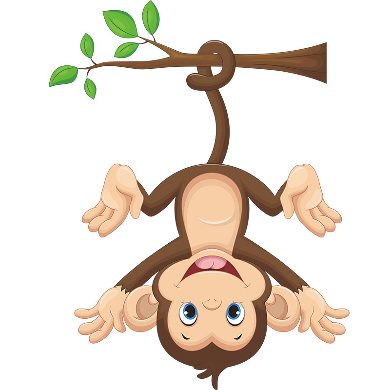 Grand Autocollant Mural Singe Et Arbre – Décor Chambre Enfant – Animaux PVC