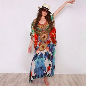 Nice Dresses For Ladies Summer Dress African Rayon Fabric Printed Kaftans