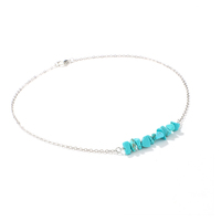 Collier vintage bohème à perles turquoise au design simple, unisexe