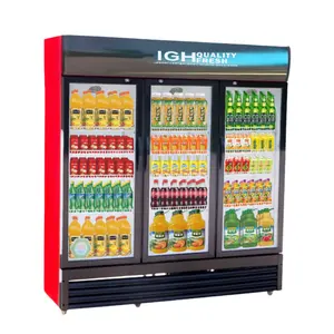商用立式饮料展示柜冰箱葡萄酒和饮料冷却器玻璃门冰箱3门冷却器1000L