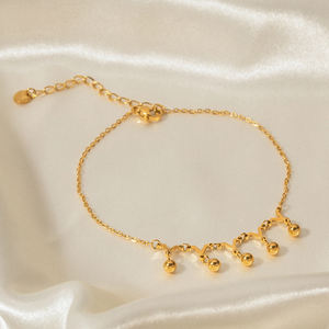 Nuova Collezione Cavigliera a Y con Nappine Placcata in Oro 18K per Donne, Catena in Acciaio Inossidabile con Piccolo Ciondolo a Sfera - Product Image 5