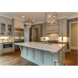 Good quality Grey color modern design solid wood kitchen cabinet