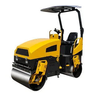 Double Drum 2 Ton Hydraulic Vibrating Small Ride On Asphalt Road Roller
