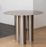 Table basse ronde décontractée en acier inoxydable durable, table de salon, table à thé d'extérieur, table d'appoint de balcon