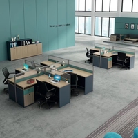 Poste de travail modulaire en bois massif en forme de L avec tiroirs, mobilier de bureau durable pour usage commercial