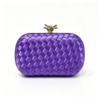 Pochette de soirée élégante en soie de Shandong haut de gamme, motif losanges tissés, sacs à main de luxe pour femme avec chaîne