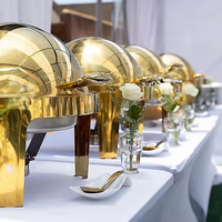 Chauffe-Plats Professionnel pour Buffets d'Hôtel, Bain-Marie Rond à Clapet en Acier Inoxydable pour Événements et Réceptions