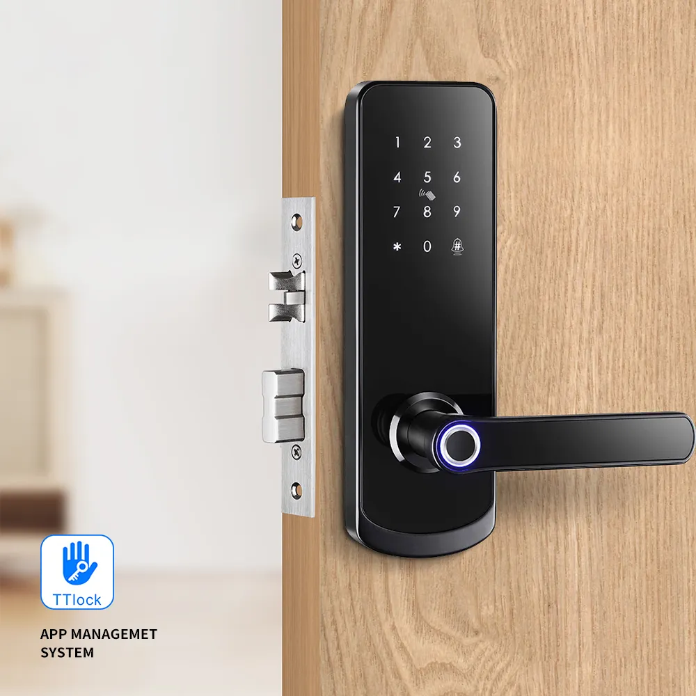 Split electronic keyless entry door lock con telecomando maniglia ttlock app digital lock home door lock con impronta digitale