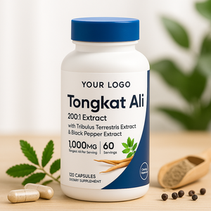 Tự nhiên Tongkat Ali 200:1 chiết xuất viên nang với Tribulus & hạt tiêu đen 1000mg 120 viên nang - Product Image 2