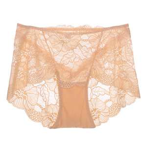 للبيع بالجملة سراويل داخلية نسائية هندية للعناية بالسيدات جميلة سراويل داخلية دانتيل صحية عالية الارتفاع للنساء بلون واحد شعار محبوك مثير - Product Image 3