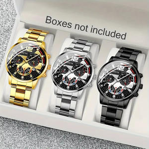 Orologio da Uomo Multicolore di Grande Successo <span class=keywords><strong>con</strong></span> Lancetta Luminosa <span class=keywords><strong>Numeri</strong></span> Grandi Calendario e Cinturino in Acciaio <span class=keywords><strong>con</strong></span> Display Analogico - Product Image 1