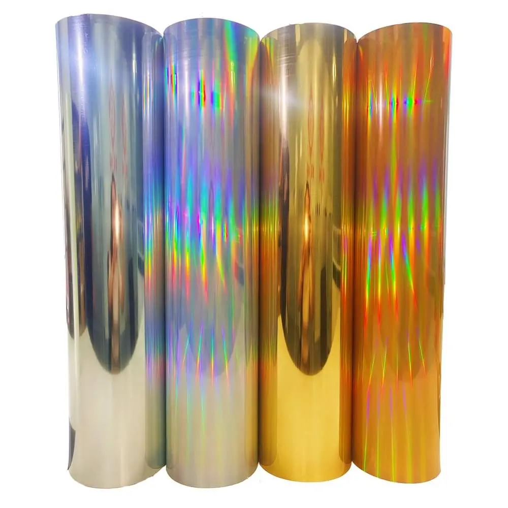 Korea Kwaliteit Holografische Laser Metallic Warmte Overdracht Vinyl Wasbare Laser Metallic Htv Film Voor T-Shirt Afdrukken