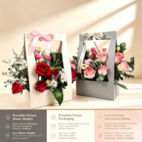 Boîte à gâteau avec poignée, boîtes cadeaux pour fleurs et gâteaux avec pelliculage mat, panier à fleurs en papier portable
